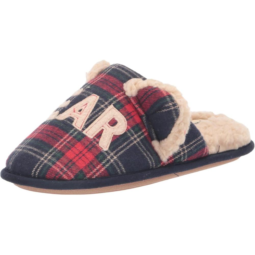 imageDearfoams Womens Buffalo Check Lil Bear Scuff SlipperNavy Blazer