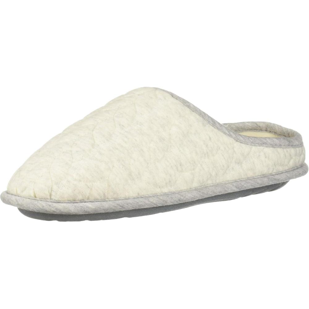 imageDearfoams Womens Cable Quilt Bound Clog with Wide Widths SlipperOatmeal Heather