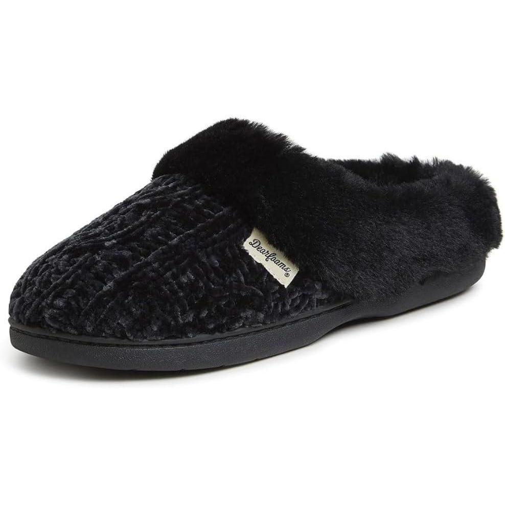 imageDearfoams Womens Claire Textured Knit Clog SlipperBlack