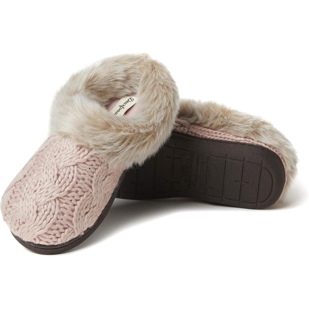 imageDearfoams Womens Claire Textured Knit Clog SlipperDark Pale Mauve