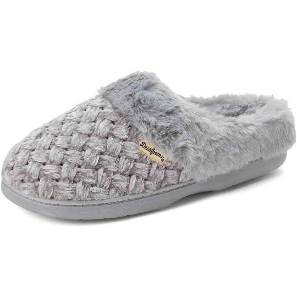 imageDearfoams Womens Claire Textured Knit Clog SlipperGrey