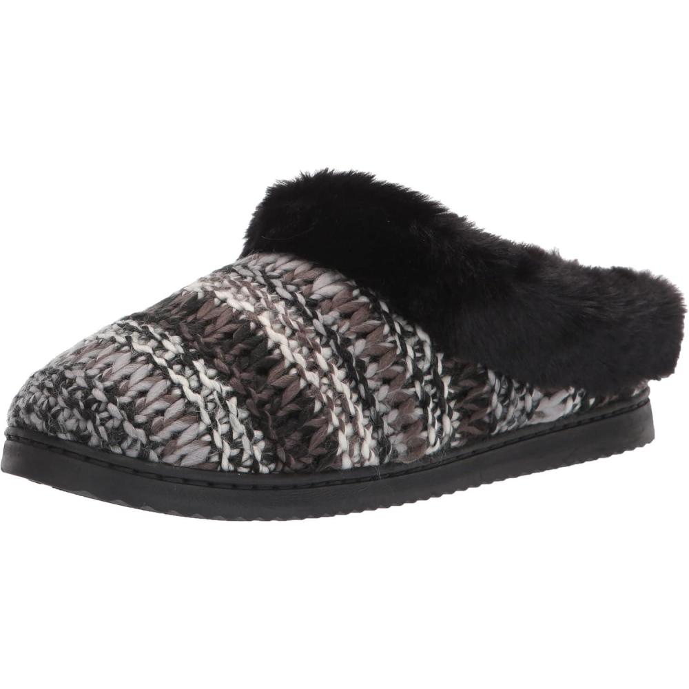 imageDearfoams Womens Cora Striped Knit Clog SlipperBlack