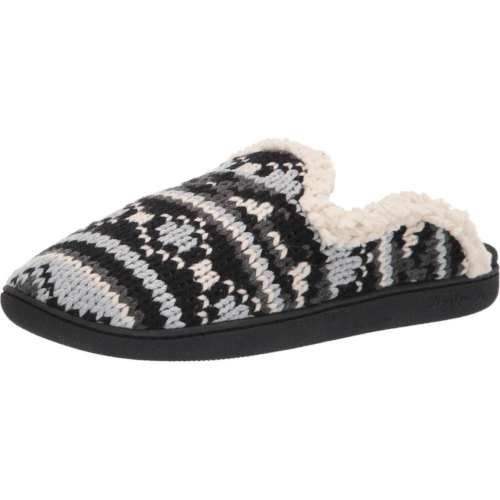 imageDearfoams Womens Erin Fairisle Extended Tab Scuff SlipperBlack