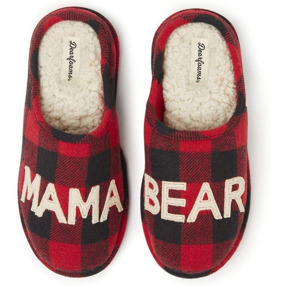 imageDearfoams Womens Mama Bear Matching Family Gifts for Mom ClogBuffalo Plaid