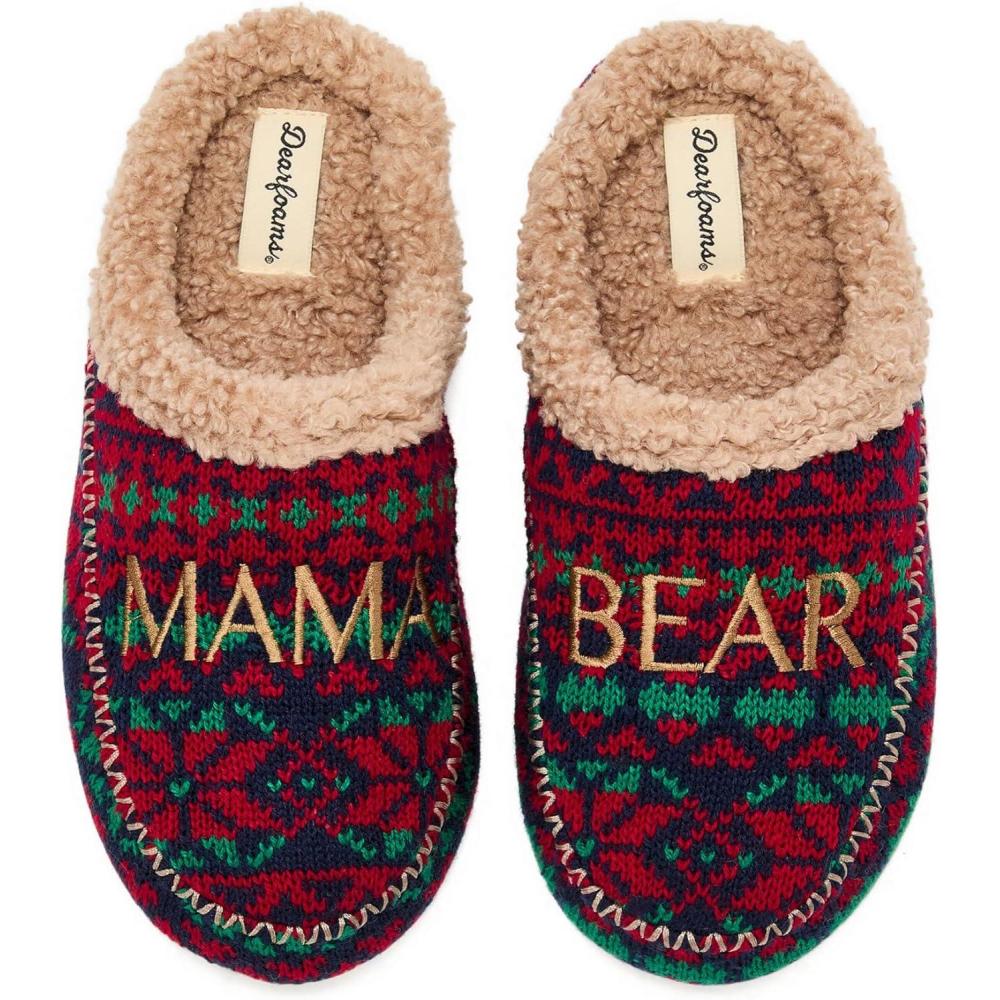 imageDearfoams Womens Mama Bear Matching Family Gifts for Mom ClogNordic Fairisle