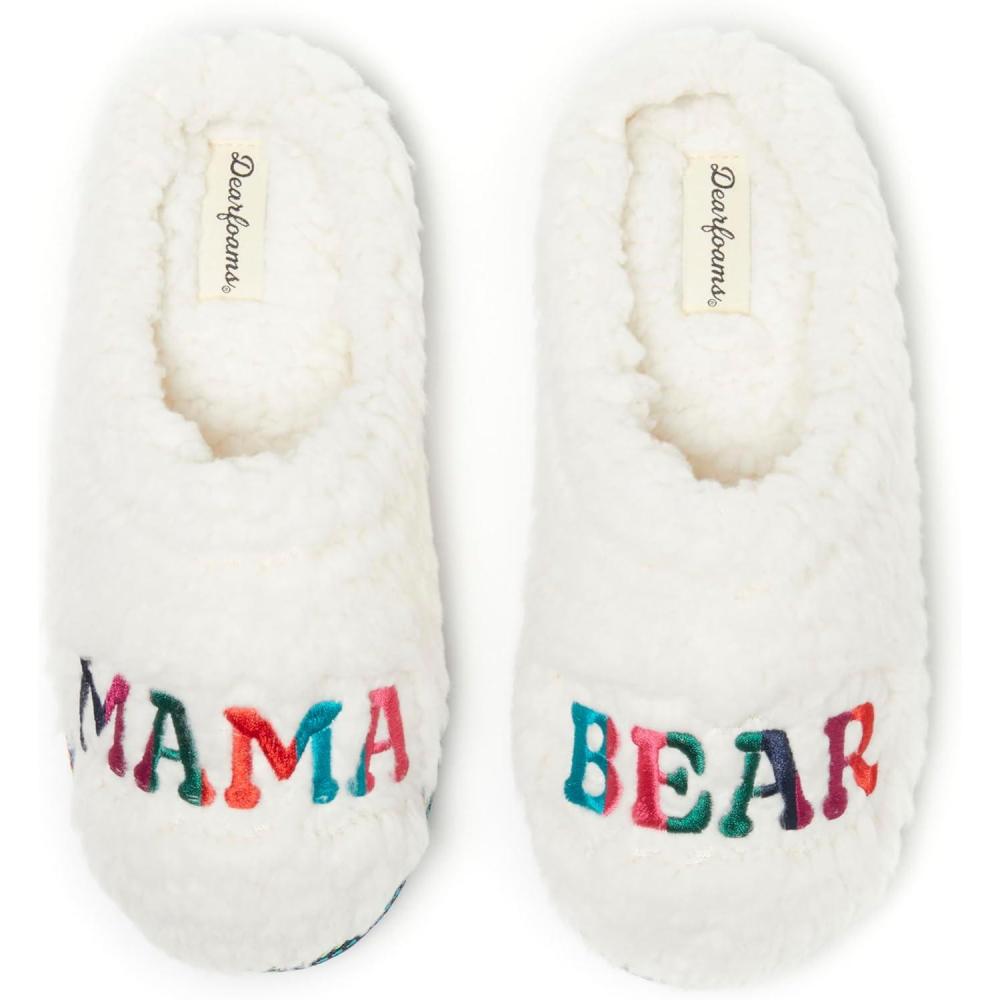 imageDearfoams Womens Mama Bear Matching Family Gifts for Mom ClogWhite