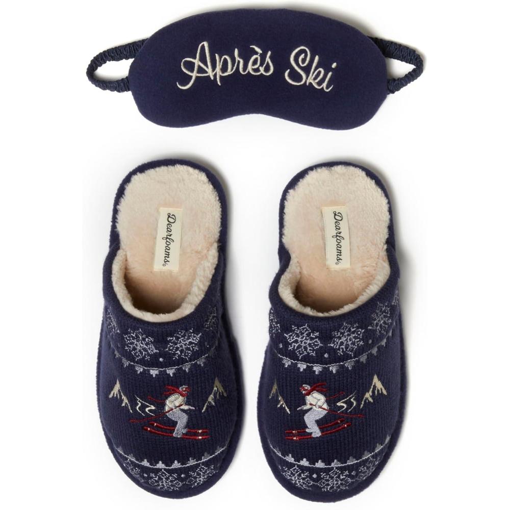 imageDearfoams Womens Novelty Scuff with Eye Mask SlipperNavy