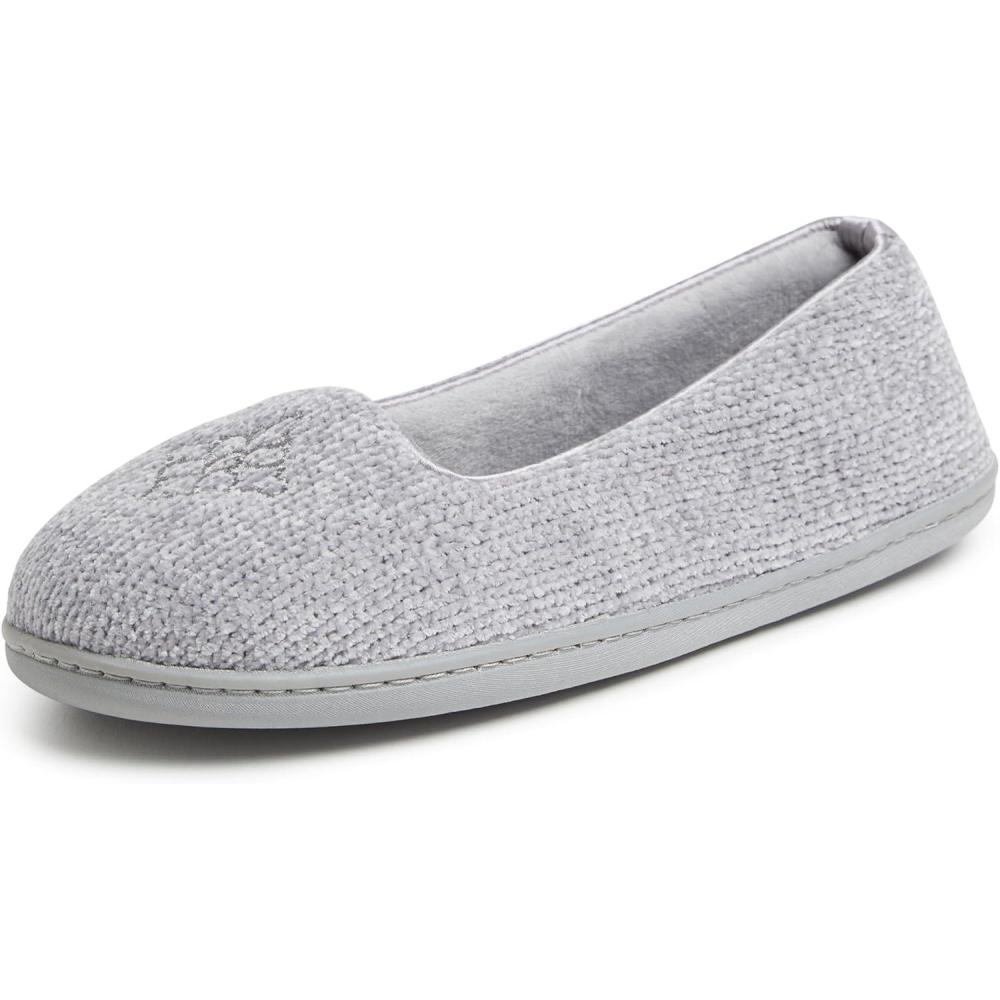 imageDearfoams Womens Rebecca Soft Memory Foam Lightweight House Shoes Cozy Loafer with Warm Lining and Wide Widths SlipperSleet