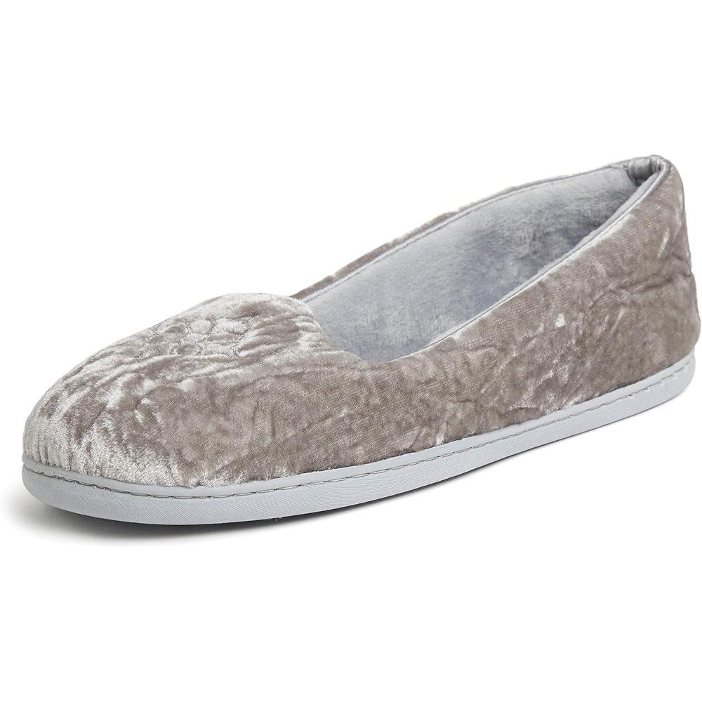 imageDearfoams Womens Rebecca Soft Memory Foam Lightweight House Shoes Cozy Loafer with Warm Lining and Wide Widths SlipperSleet Crushed Velvet