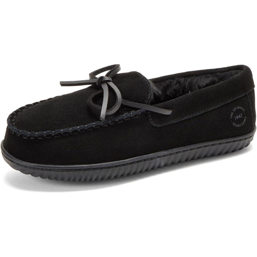 imageDearfoams Womens Suede Indoor Outdoor Harriet Moccasin Shoe House SlippersBlack
