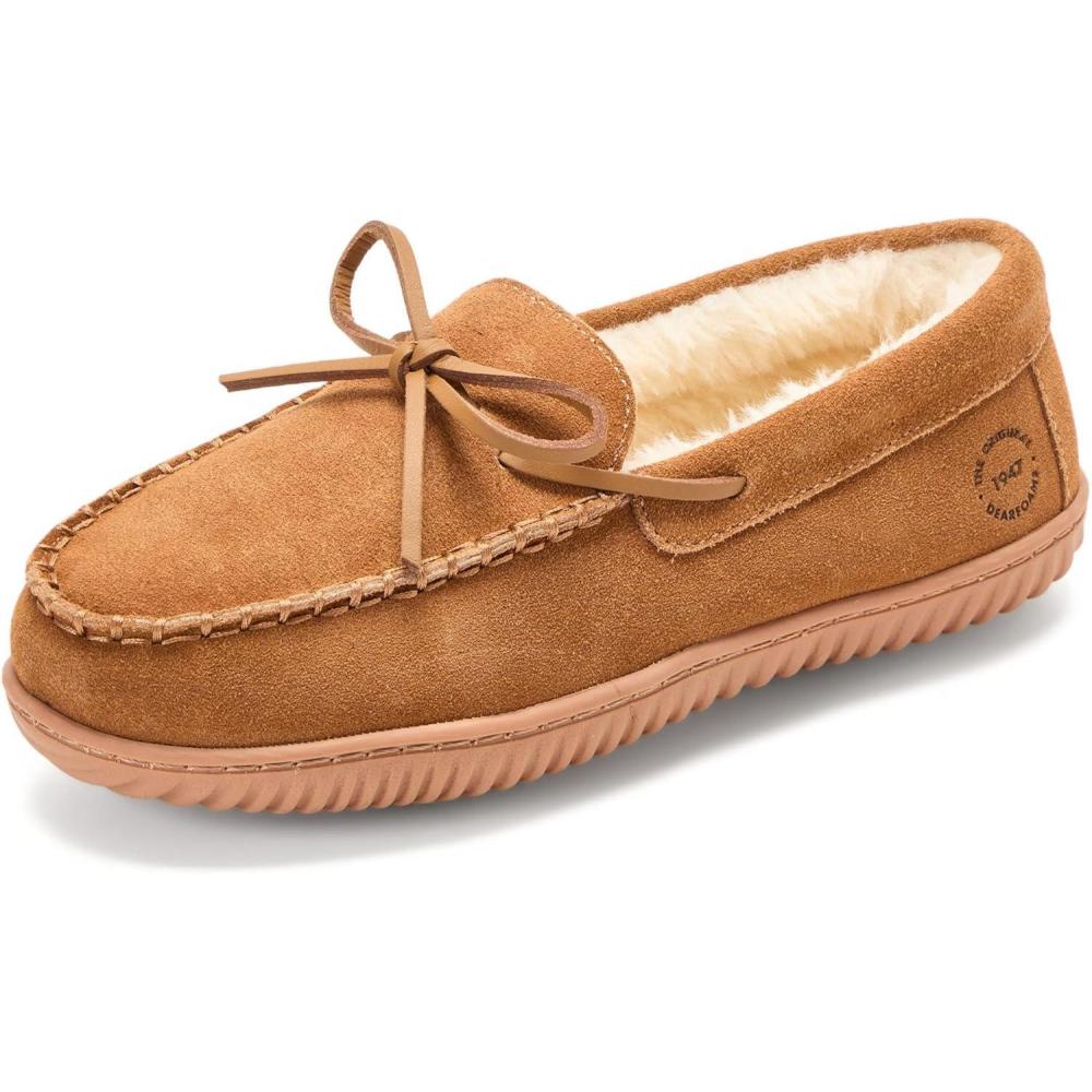 imageDearfoams Womens Suede Indoor Outdoor Harriet Moccasin Shoe House SlippersChestnut
