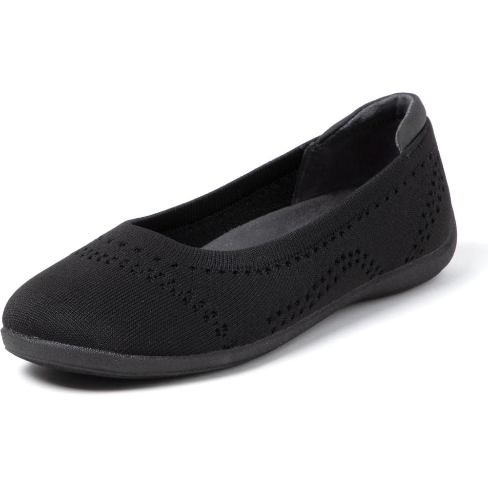 imageDearfoams Womens Womens Fashion Casual Comfortable Slip on Misty Ballet FlatsBlack Solid