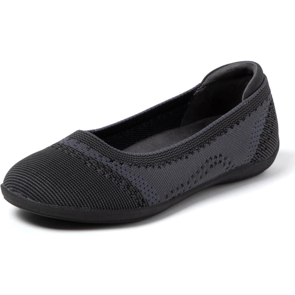 imageDearfoams Womens Womens Fashion Casual Comfortable Slip on Misty Ballet FlatsBlackGrey