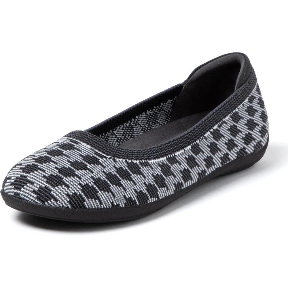 imageDearfoams Womens Womens Fashion Casual Comfortable Slip on Misty Ballet FlatsGrey Houndstooth