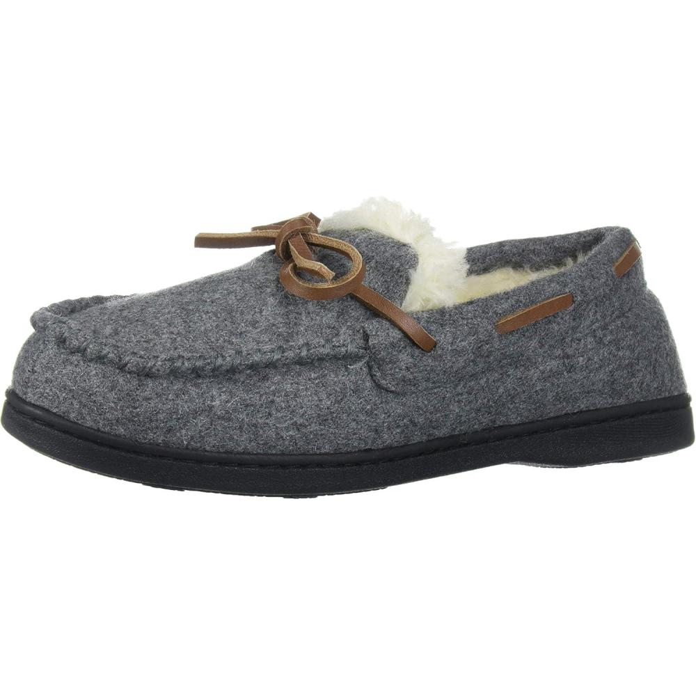 imageDearfoams Womens Wool Moccasin with Tie SlipperGrey