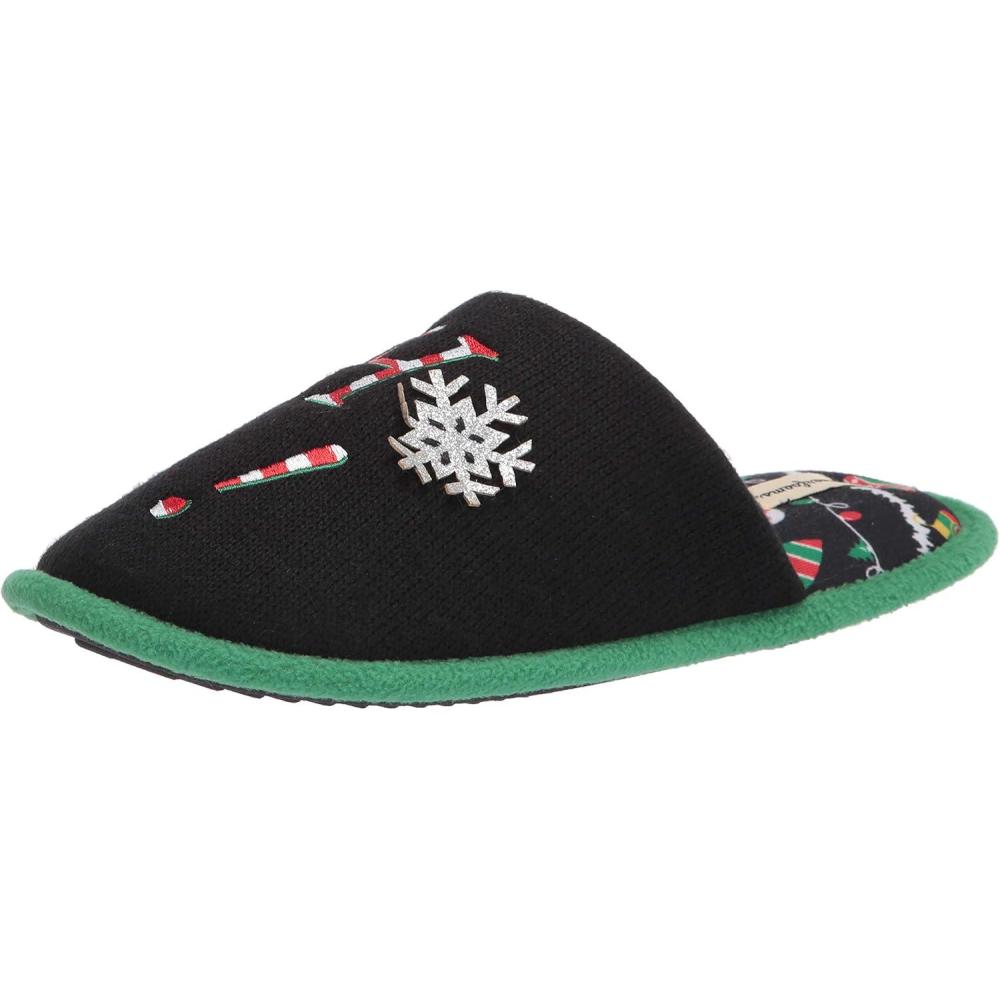 imageDearfoams mens Funny Ugly Christmas Sweater Holiday Scuff SlipperHo Ho Ho