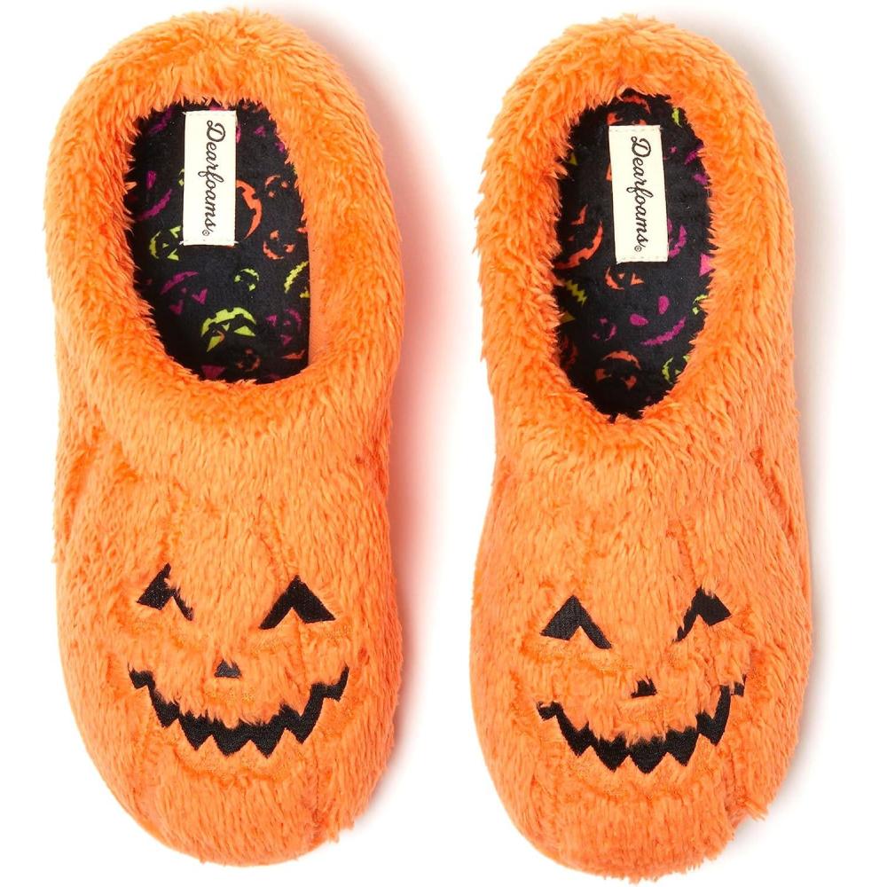 imageDearfoams unisexadult Spooky Fuzzy Halloween Pumpkin Jack O LanternAdult Pumpkin