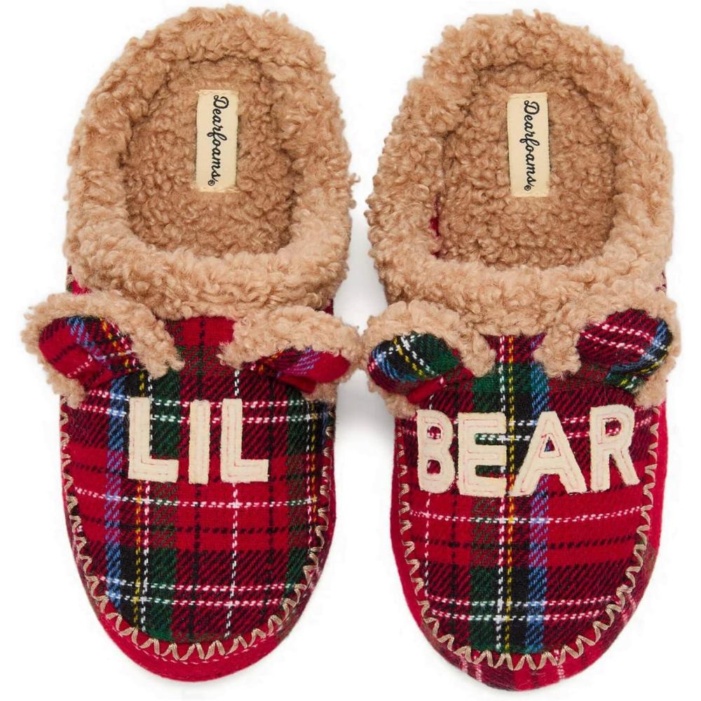 imageDearfoams unisexchild Gifts for Kids Matching Christmas Holiday Lil Bear and Baby BearRed Tartan Plaid
