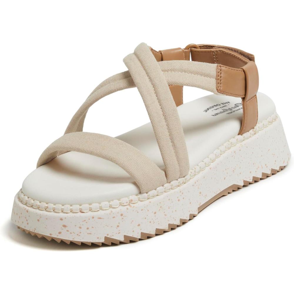 imageDearfoams womens Daylen Comfortable Adjustable Strap Platform SandalBeige