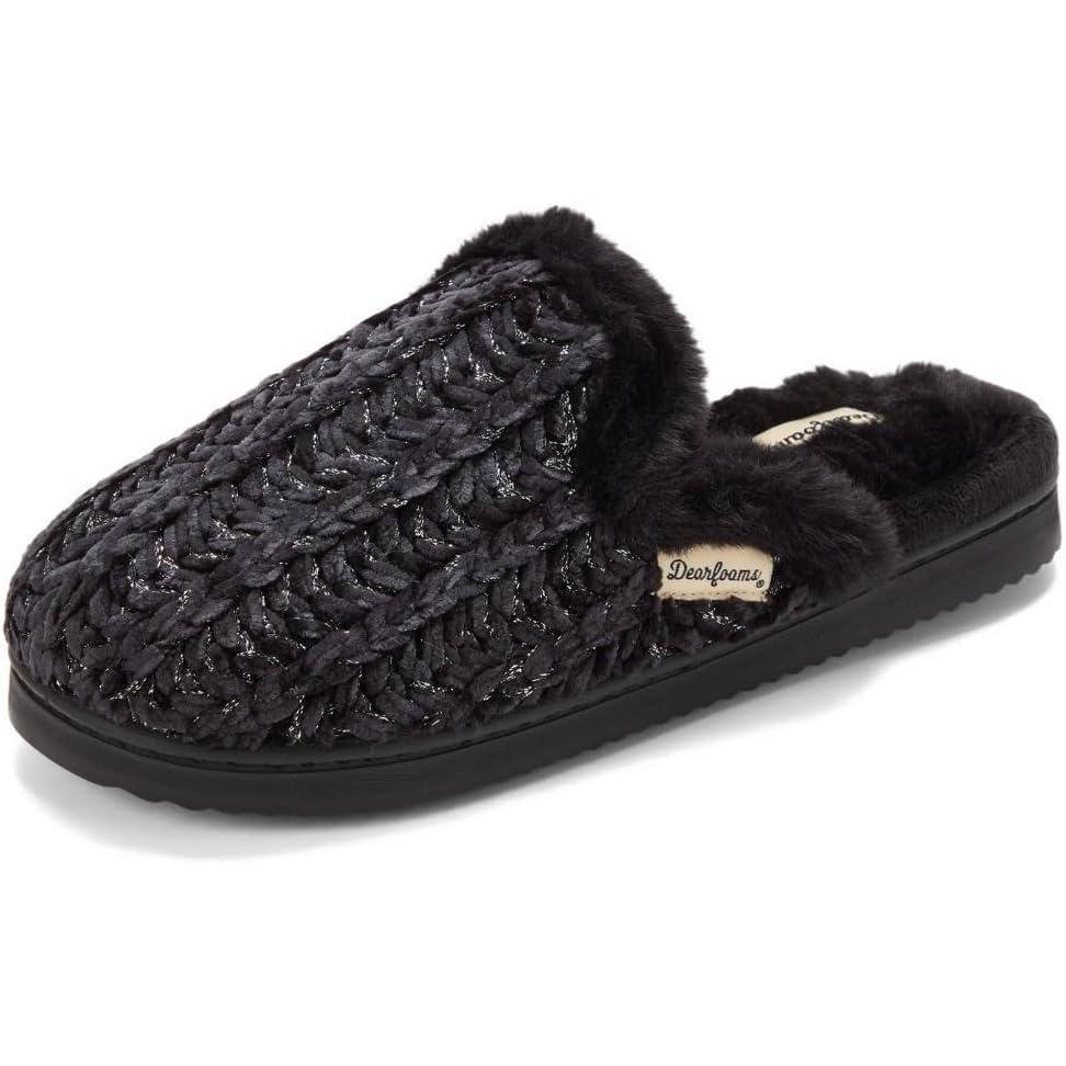imageDearfoams womens Dearfoams Womens Memory Foam House Shoes Gifts for Her Paris Scuff SlipperBlack
