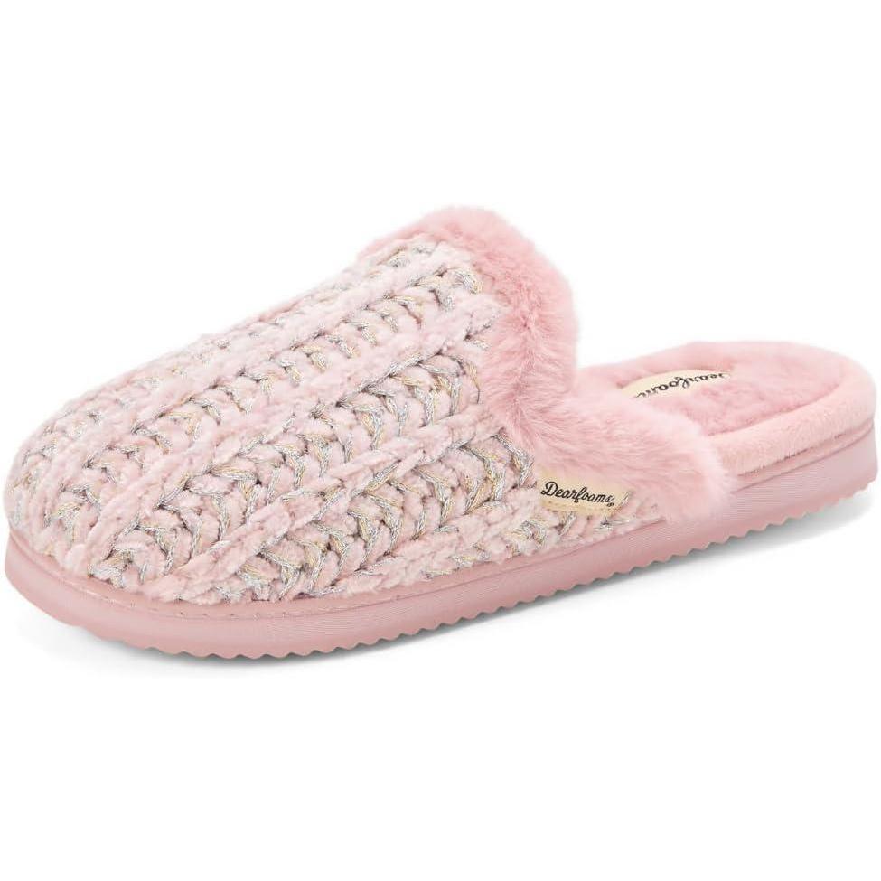 imageDearfoams womens Dearfoams Womens Memory Foam House Shoes Gifts for Her Paris Scuff SlipperPale Mauve