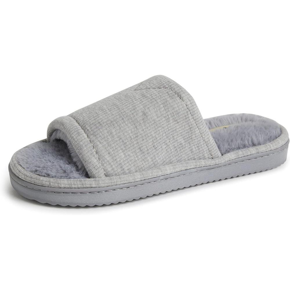 imageDearfoams womens Demi Rib Knit SlideLight Heather Grey
