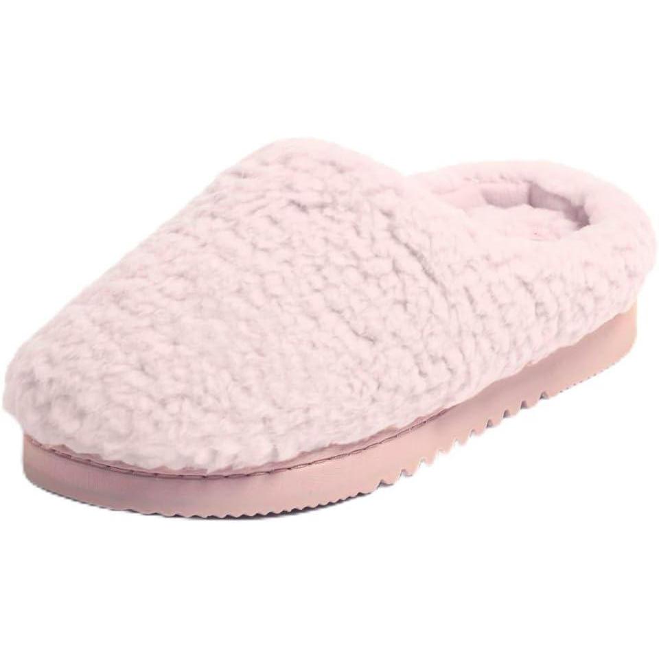imageDearfoams womens House Slippers Memory Foam Fuzzy Fiona Clog House ShoesPale Mauve