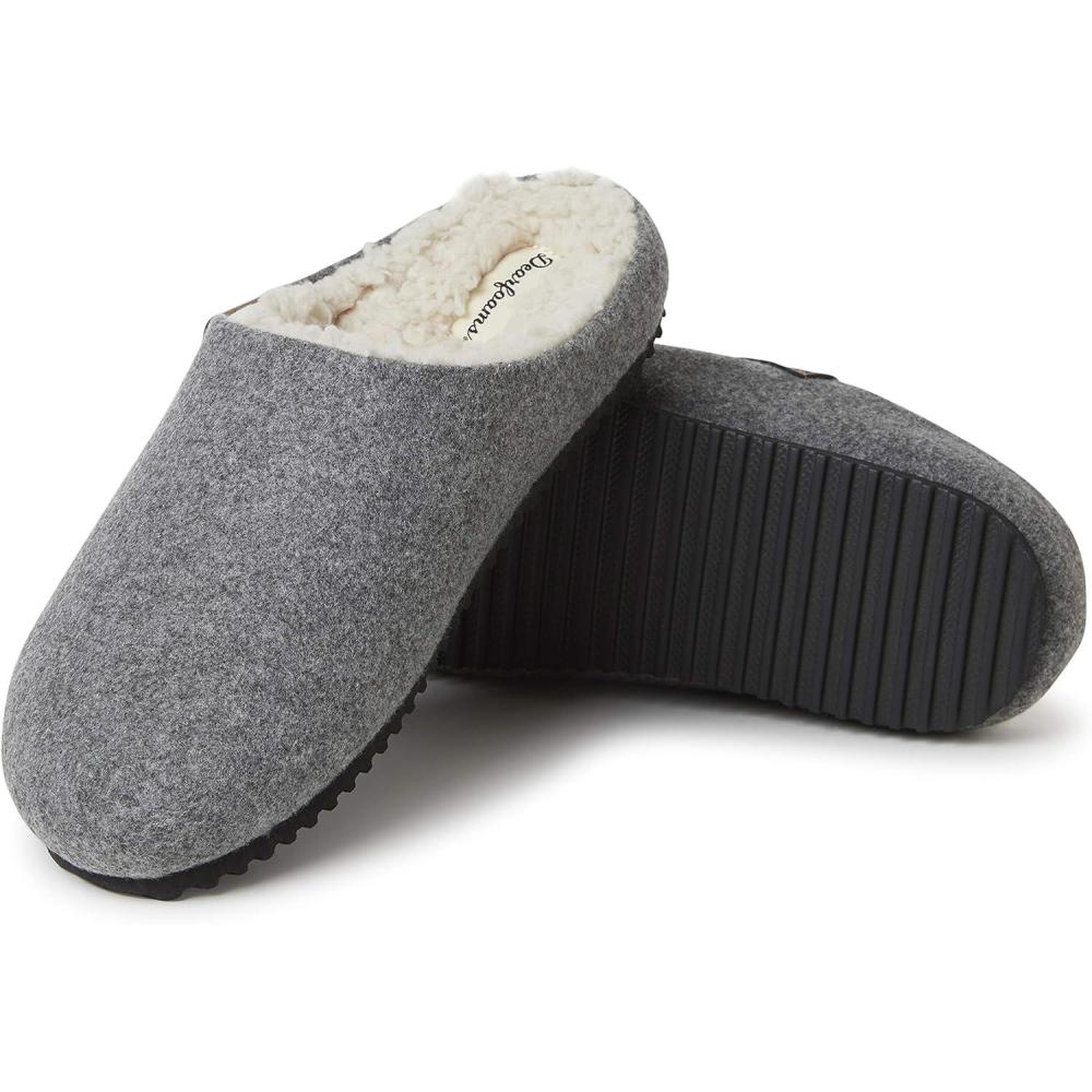 imageDearfoams womens Microwool Molded Footbed ClogSlipperGrey Heather