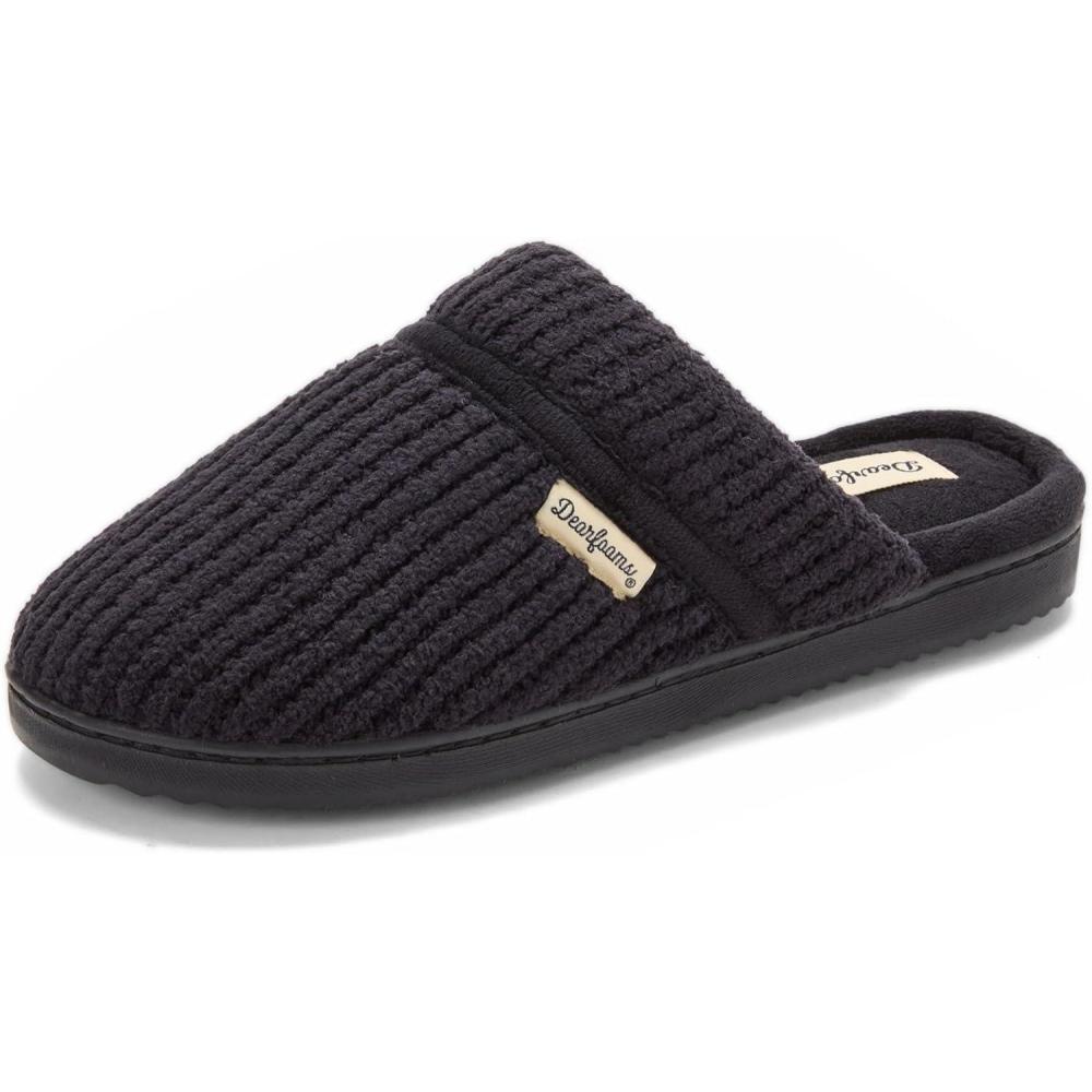 imageDearfoams womens Serena Memory Foam Chenille Scuff House Shoe SlipperBlack