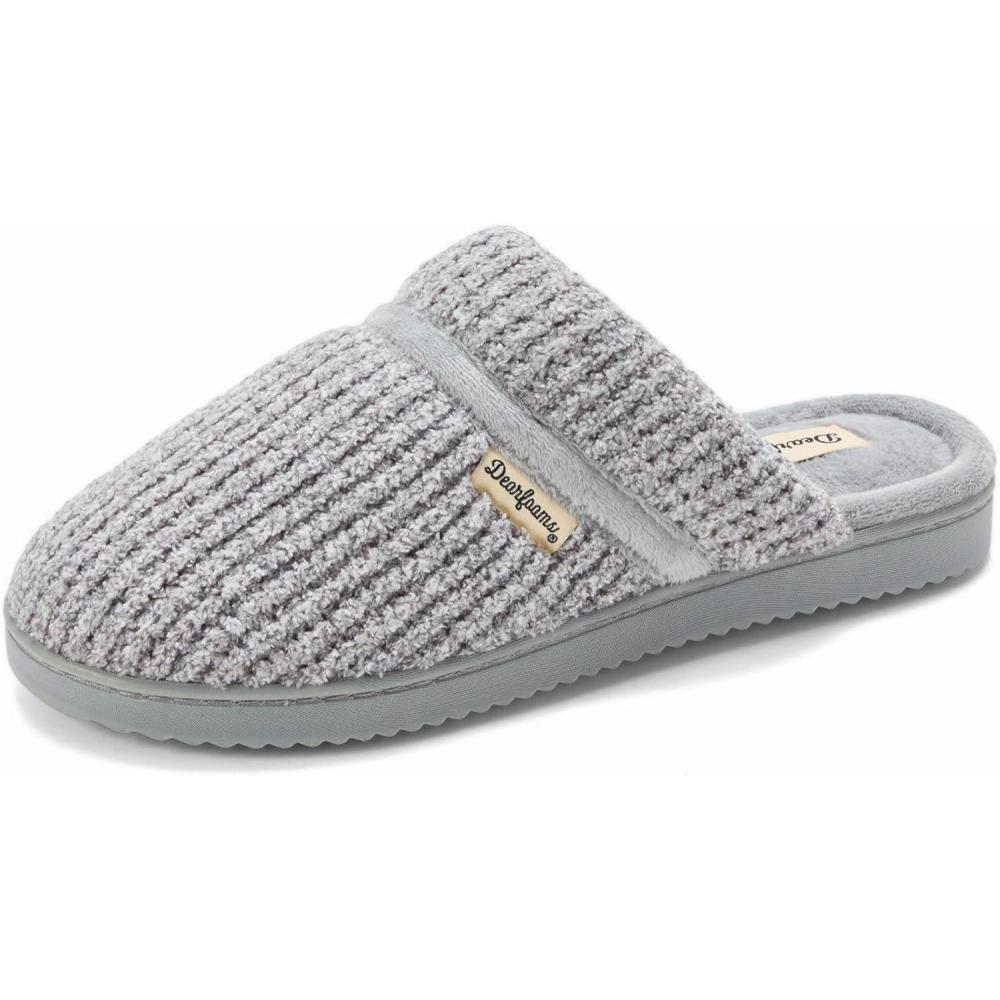 imageDearfoams womens Serena Memory Foam Chenille Scuff House Shoe SlipperSleet