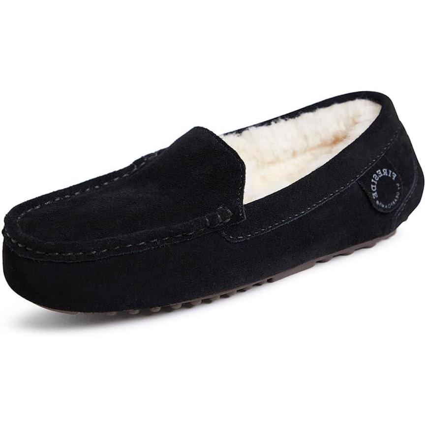imageFireside By Dearfoams Womens Mel Shearling MoccasinBlackCream