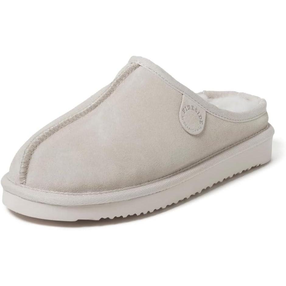 imageFireside by Dearfoams Womens Greta Genuine Shearling Clog Slippers 100 Natural Suede Clogs for Outdoor ampamp IndoorBone