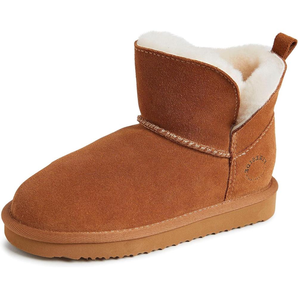 imageFireside by Dearfoams unisexchild Bunbury Genuine Genuine Shearling IndoorOutdoor Folddown BootChestnut