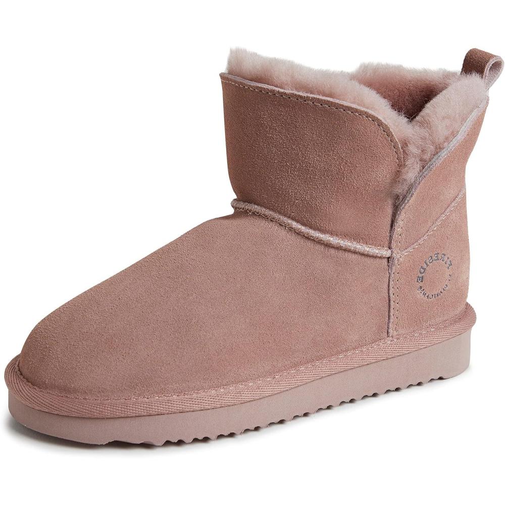 imageFireside by Dearfoams unisexchild Bunbury Genuine Genuine Shearling IndoorOutdoor Folddown BootDusty Pink