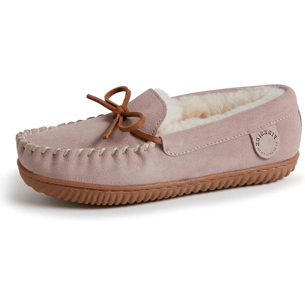 imageFireside by Dearfoams womens Alice Springs Genuine Shearling IndoorOutdoor MoccasinDusty Pink