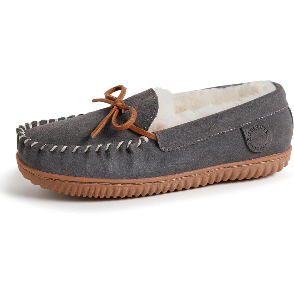 imageFireside by Dearfoams womens Alice Springs Genuine Shearling IndoorOutdoor MoccasinGrey