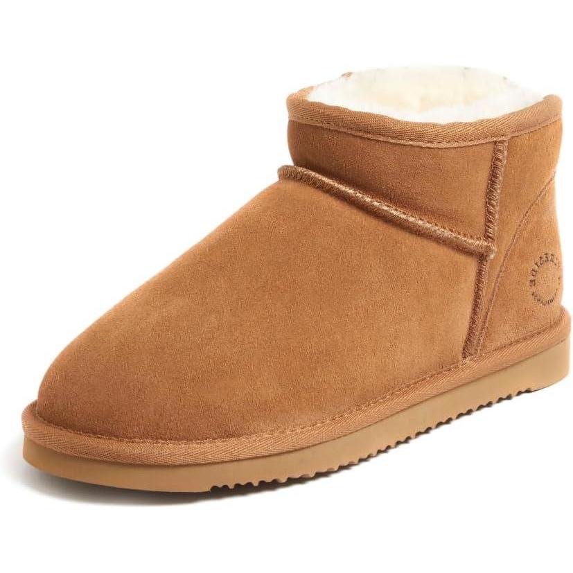 imageFireside by Dearfoams womens Riverland Genuine Shearling Fur Lined Mini Ankle Boot With Platform SlipperChestnut