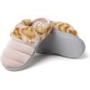 Dearfoams Kids’ Evelyn Velour Clog with Leopard Cuff Slipper(Pale Mauve)