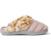 Dearfoams Kids’ Evelyn Velour Clog with Leopard Cuff Slipper(Pale Mauve)