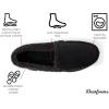 Dearfoams Men’s Eli Microfiber Indoor/Outdoor with Whipstitch Detail Suede Moccasin Slipper(Black)