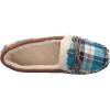 Dearfoams Unisex-Adult Mixed Material Moccasin Women’s(Blue Plaid)