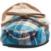 Dearfoams Unisex-Adult Mixed Material Moccasin Women’s(Blue Plaid)