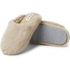 Dearfoams Women’s Bailey Plush Furry Scuff Slipper(Latte)