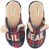 Dearfoams Women’s Buffalo Check Lil Bear Scuff Slipper(Navy Blazer)
