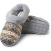 Dearfoams Women’s Cora Striped Knit Clog Slipper(Sleet)