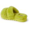 Dearfoams Women’s Fireside Benalla All Over Shearling Double Band Easy On/Off Slide Slipper(Apple Green)