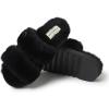 Dearfoams Women’s Fireside Benalla All Over Shearling Double Band Easy On/Off Slide Slipper(Black)