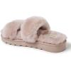 Dearfoams Women’s Fireside Benalla All Over Shearling Double Band Easy On/Off Slide Slipper(Dusty Pink)