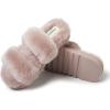 Dearfoams Women’s Fireside Benalla All Over Shearling Double Band Easy On/Off Slide Slipper(Dusty Pink)