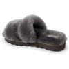 Dearfoams Women’s Fireside Benalla All Over Shearling Double Band Easy On/Off Slide Slipper(Grey)